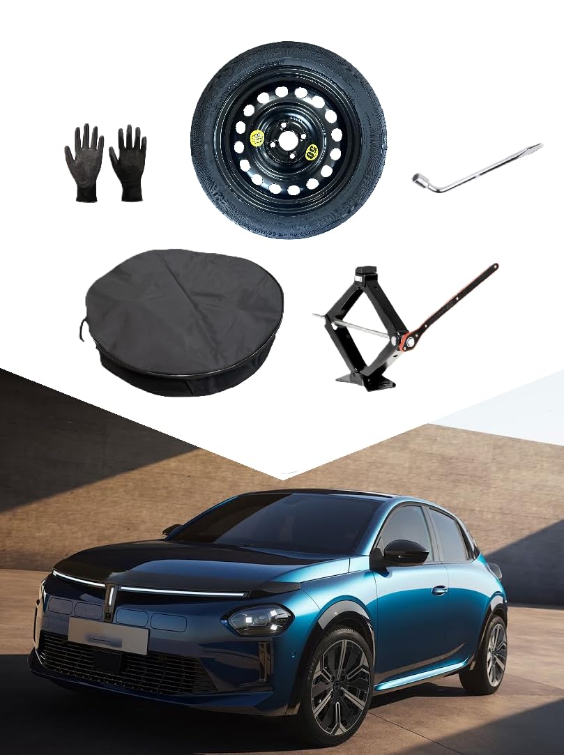 Kit Ruotino di Scorta 16" compatibile con Nuova Lancia Ypsilon 2024 con Cric, Chiave, Guanti e Sacca