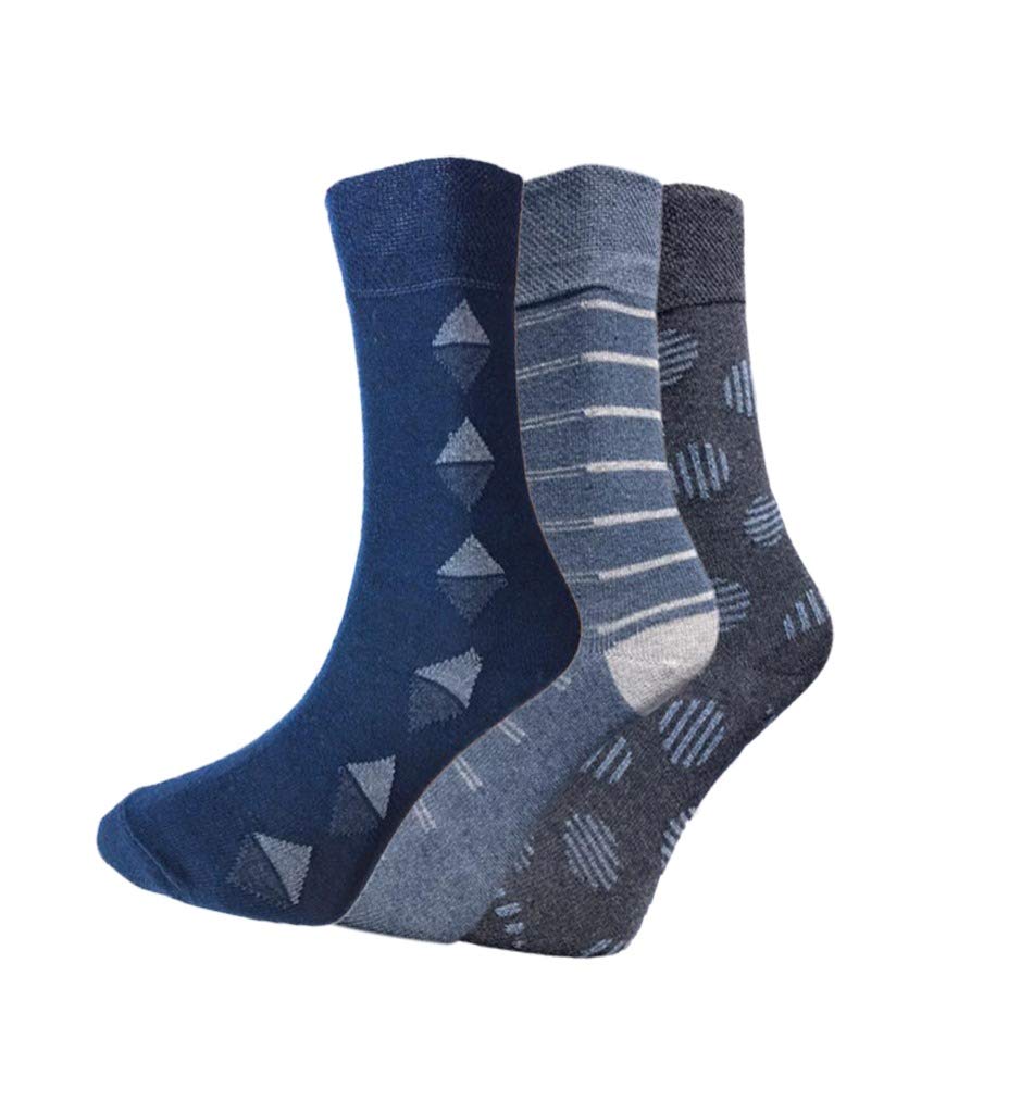 Rozgul 6 works Ladies Non-Elastic Diabetic Easy Grip Loose Soft Top Cotton Socks - Dotted & Multi-Colour Design, UK Size 4-7, EUR 35-39 - Image 2