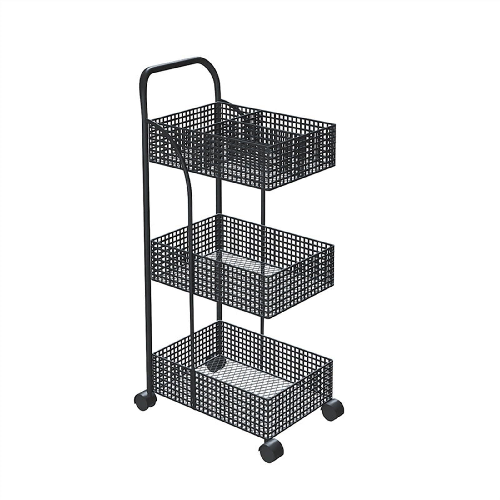 FZL02068LM Serving Trolleys Cart Storage Rack, Bathroom Kitchen Metal, Movable, Wheeled Organization(Black,Medium)
