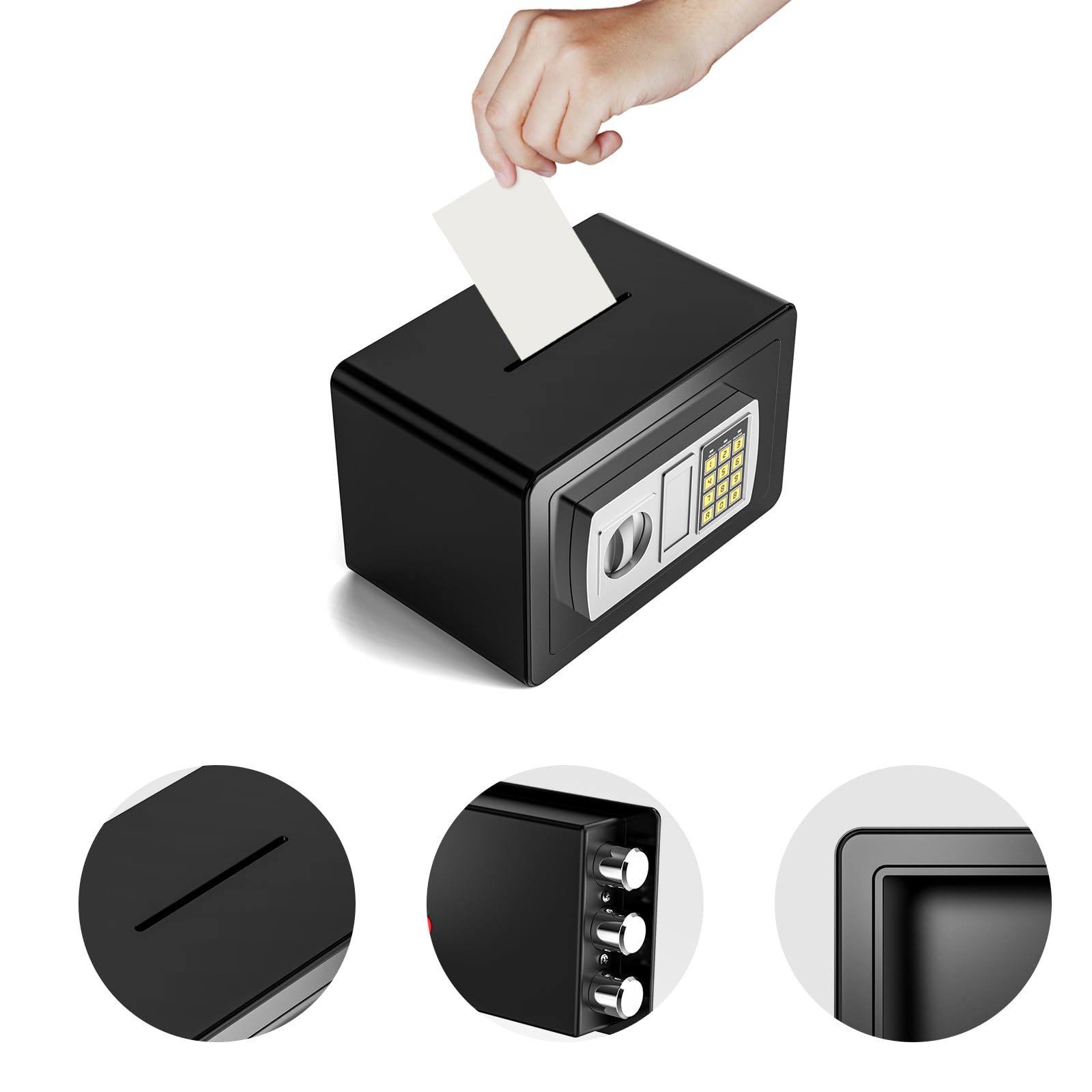 MLJ0.45 Cu.ft small safe box with key,small mini money box with,hidden digital home safe,small coin safes for home with code suitable for home,office or company(No Coin Slot)