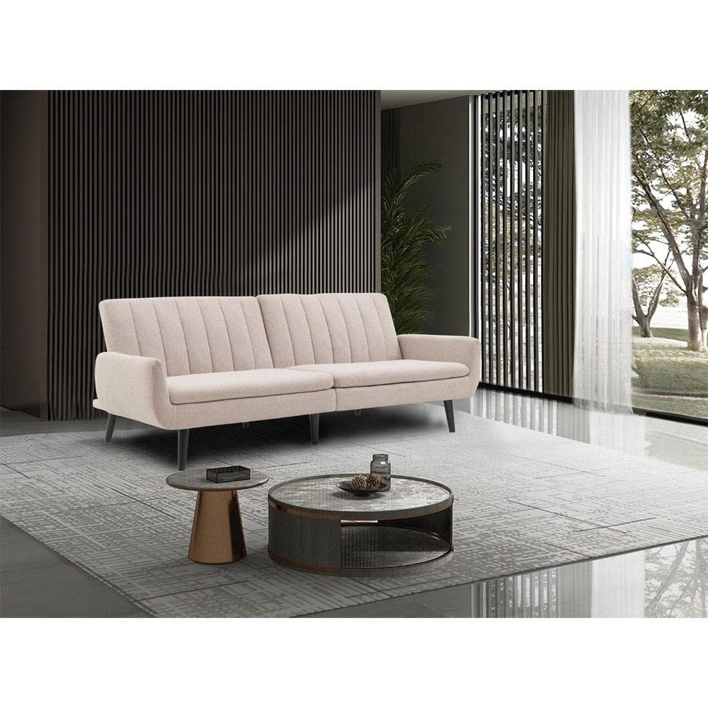 Danube HomeCarlton 3 Seater Fabric Sofa Bed I Convertible Sleeping Sofa Bed I Modern Design Living Room Furniture L 210 x W 100 x H 85 cm - Beige