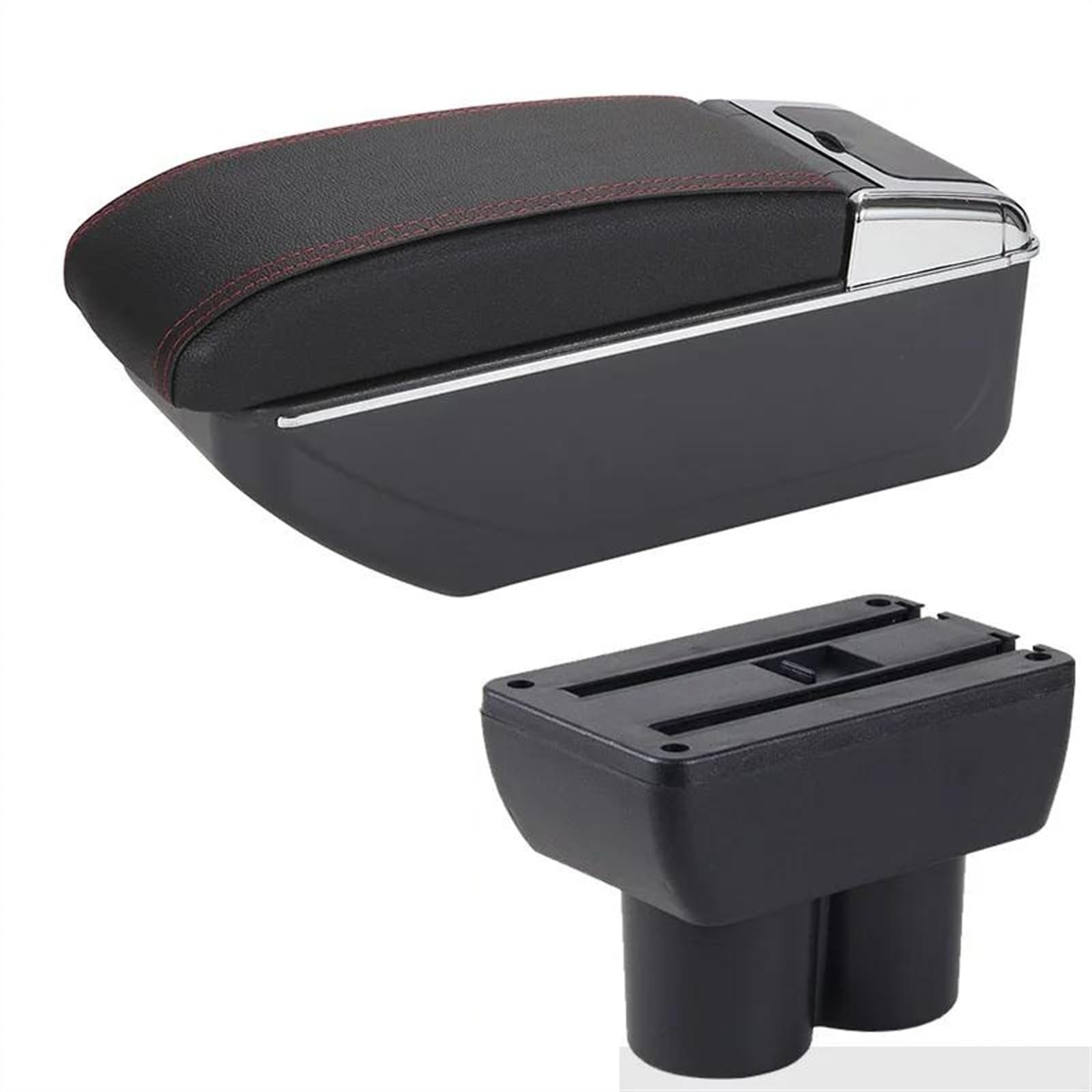 NOHEEU Car Center Console Armrest Box Storage For Jimny JB23 JB43 1999-2017(D1 Black red No USB)