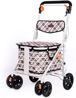 NADAENW Panier à roulettes 4 Roues Walker Panier à provisions Trolley Réglable en Hauteur 4 Ronds Pliant Cadre de Marche