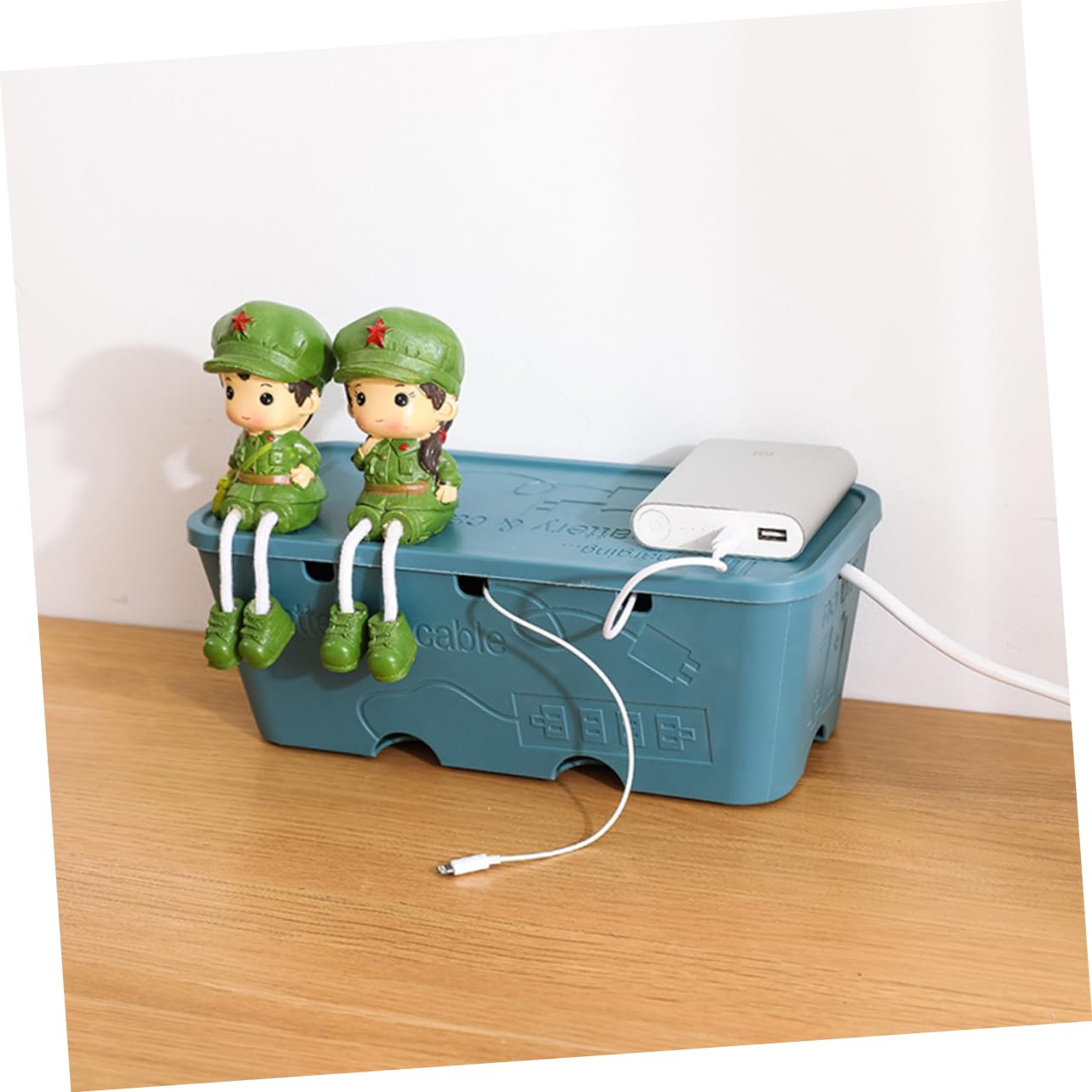 ARTIBETTER Multifunctional Plastic Cable Storage Case Power Strip Cord Hider Box for Wire Organization Home School Office