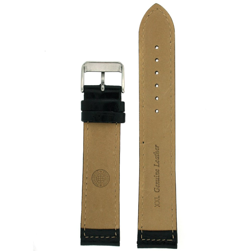 Tech Swiss Extra Long Watch Band Leather Black Padded 18 millimeters