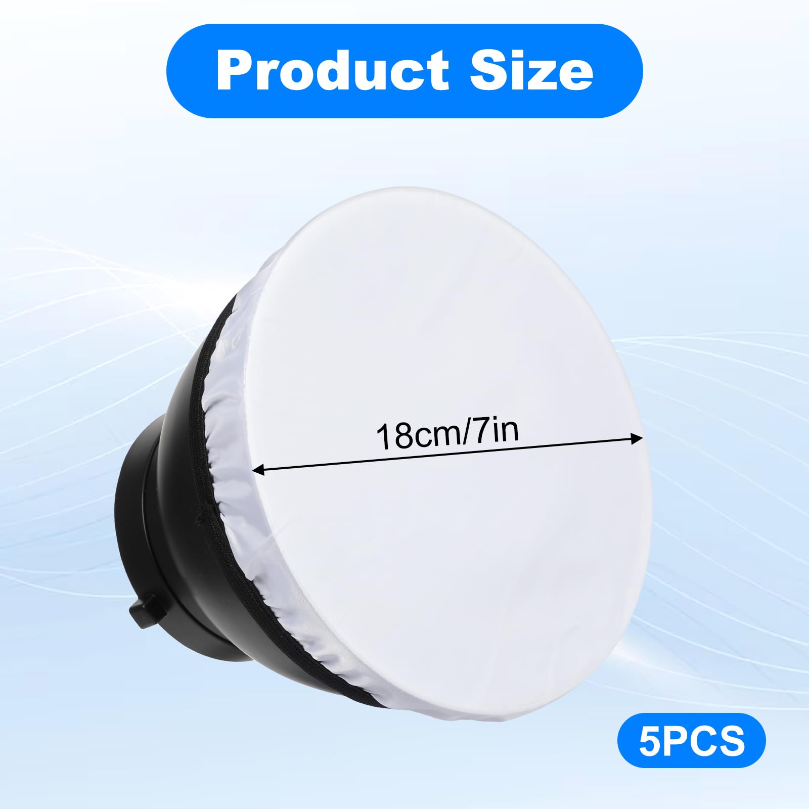 5 Piezas Fotografía Luz Tela Difusora Blanca Suave, Base Difusora Blanca Suave para Reflector Estándar con 14 a 18 cm de Diámetro, Base de Lámpara Reflectora para Luz de Flash Estroboscópica