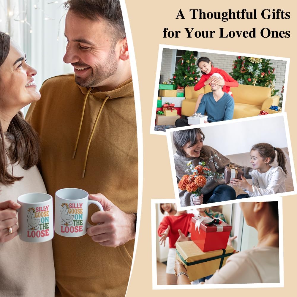 Silly Goose On The Loose Funny 11oz Double-Sided Ceramic Mug, Sarcastic Coffee Mug for Coworker Animal Lover, Silly Goose Cup, Graduation Christmas Birthday Gifts for Sister Friend Coffee Lover - Image 6