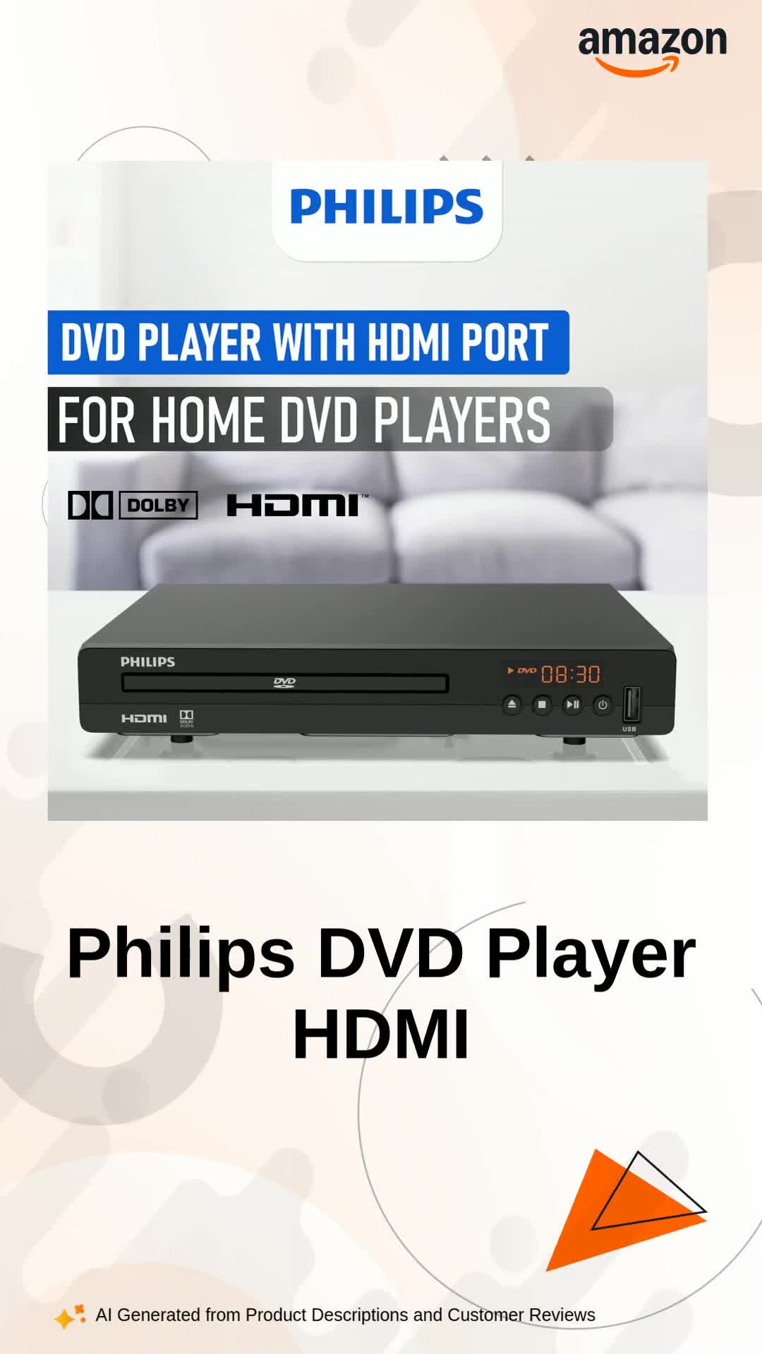 Philips DVD Players for TV with HDMI Port 1080P All Region HD DVD
