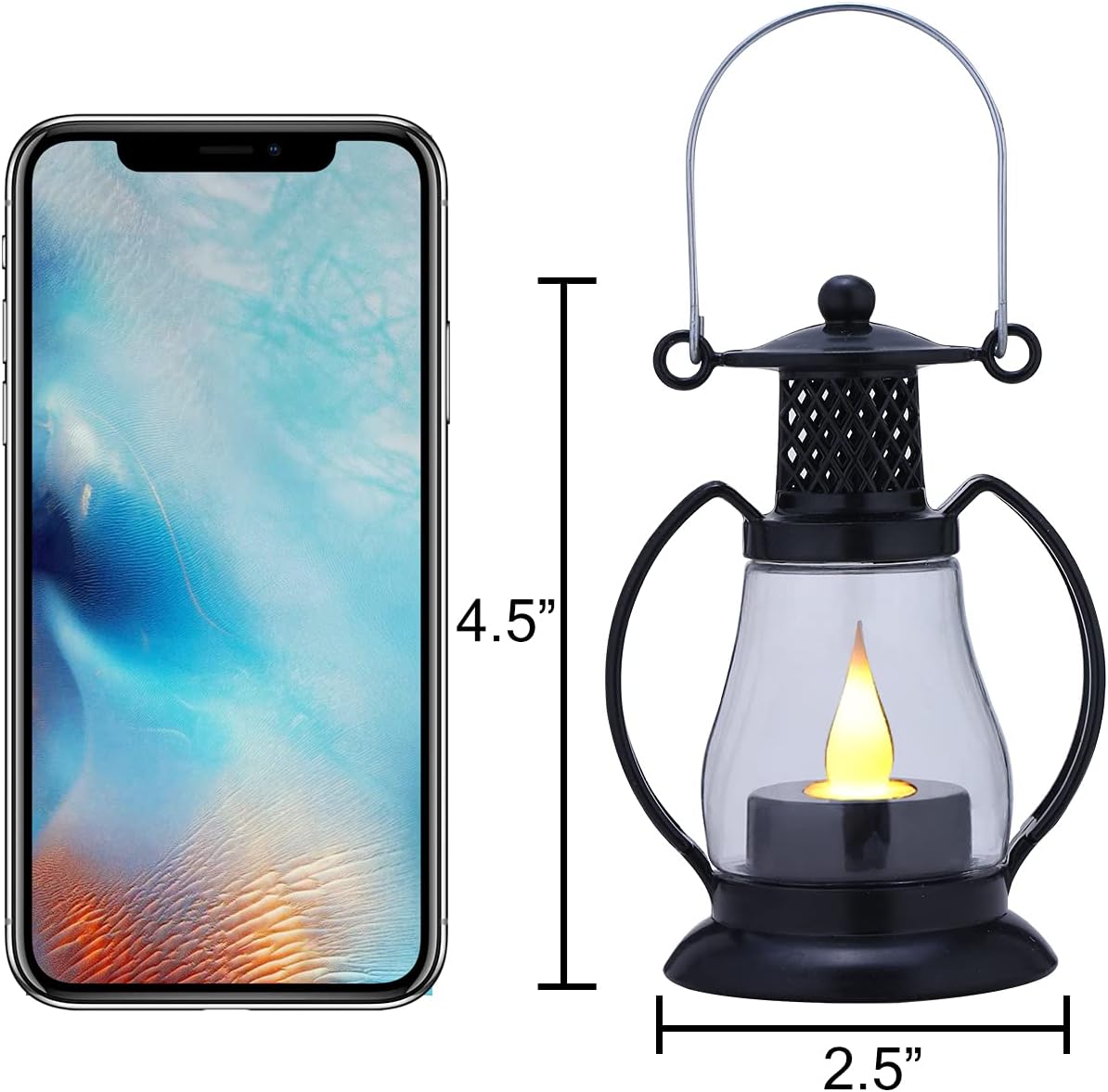 Reperla Mini Lantern, 4-Pack Vintage Small Candle Lanterns with Flickering LED Candle for Indoor Lanterns Christmas Decorative Home Decor, Wedding Hanging Lantern : Home & Kitchen