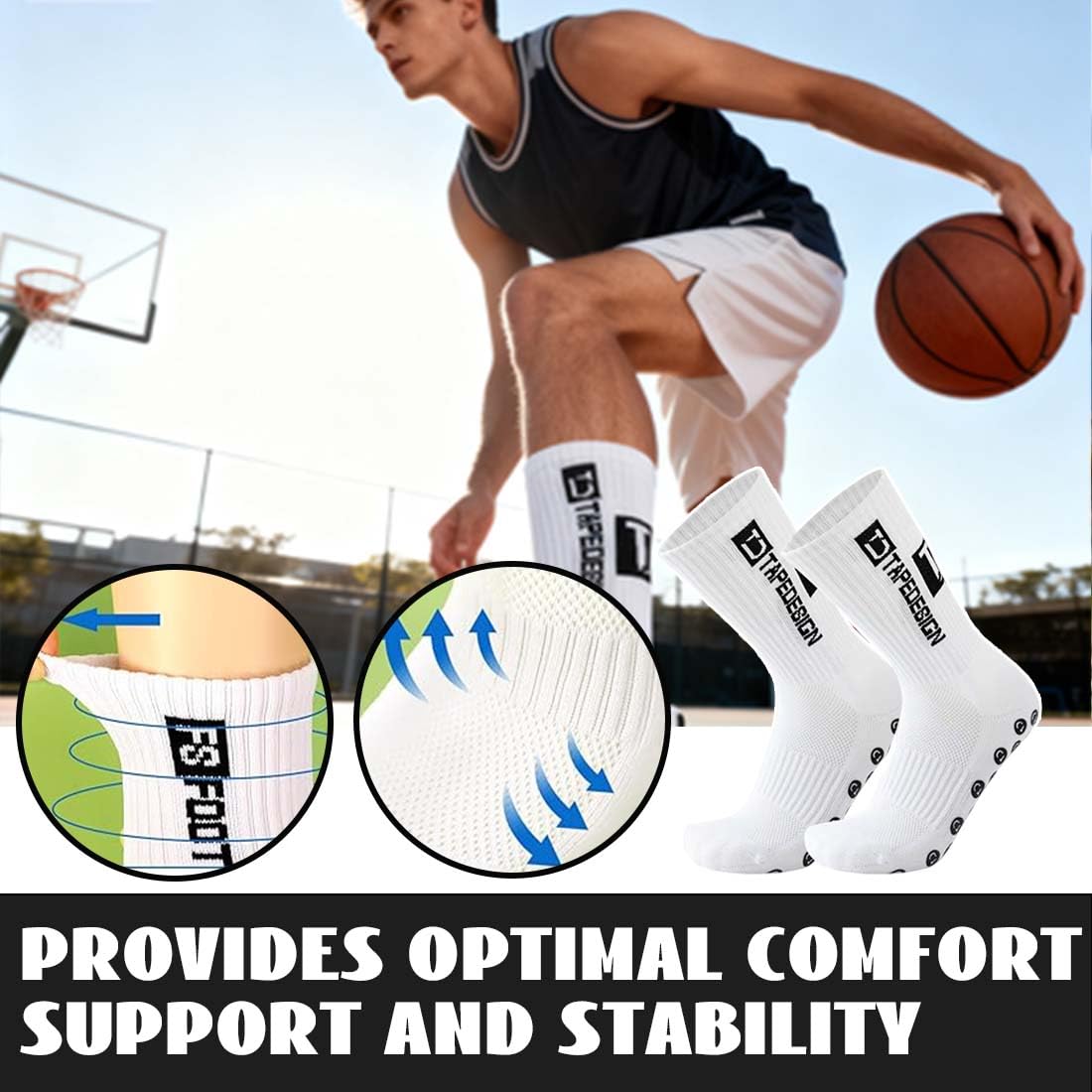 Calcetines Antideslizantes Futbol 4 Pares, Color Blanco Talla 33-39, Para Niños Deportes Baloncesto Rugby Tenis