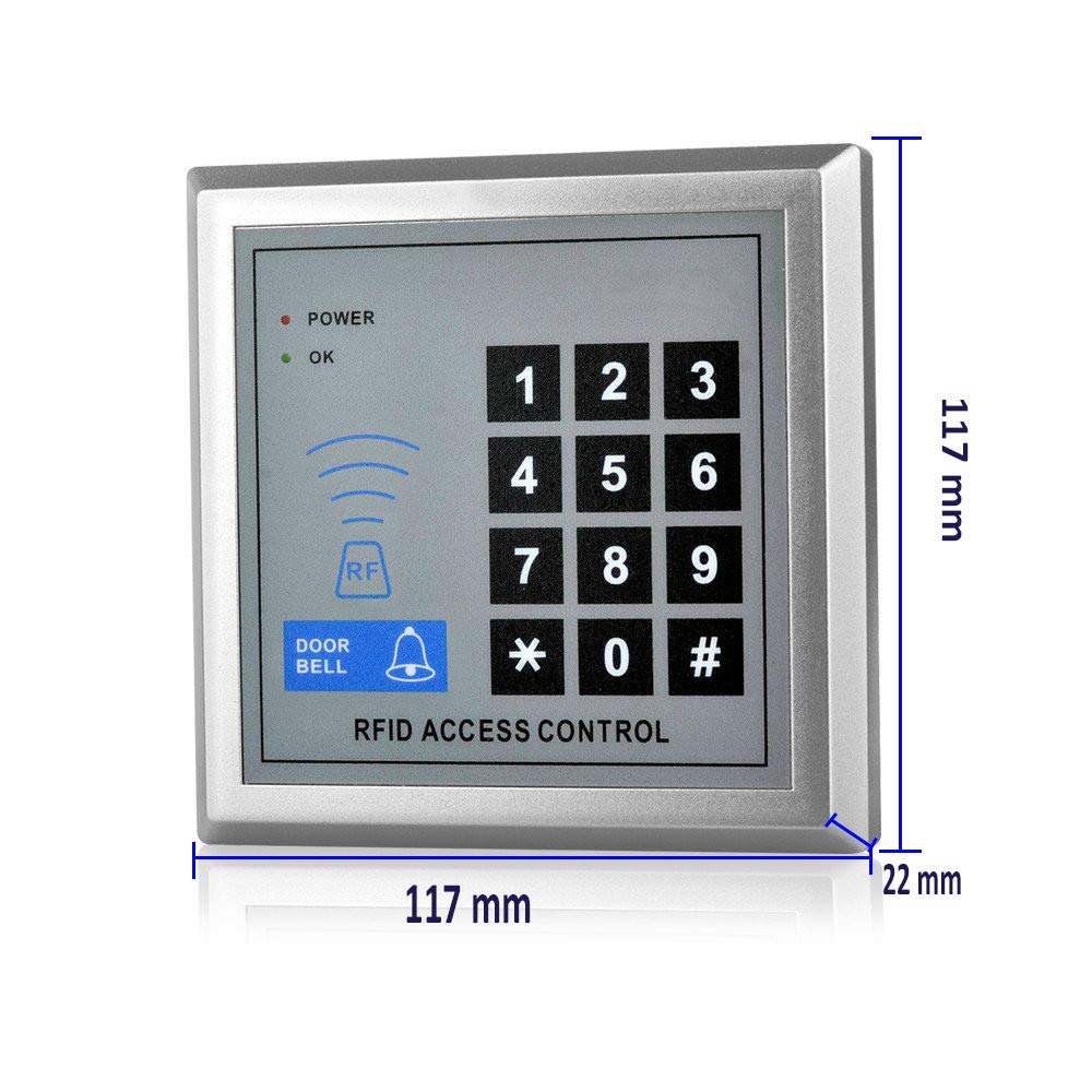 YAVIS RFID Control de Acceso Teclado Lector de Tarjetas 125 Khz Puerta Sistema de Control de Acceso hogar/Apartment + 10 TK4100 Teclas Support 500 User