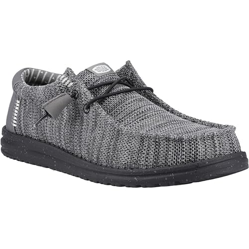 HEYDUDE Wally Stretch Sox Granite Grey/Black Size 11, Men’s Shoes, Slip-on Loafers, Comfortable & Light-Weight