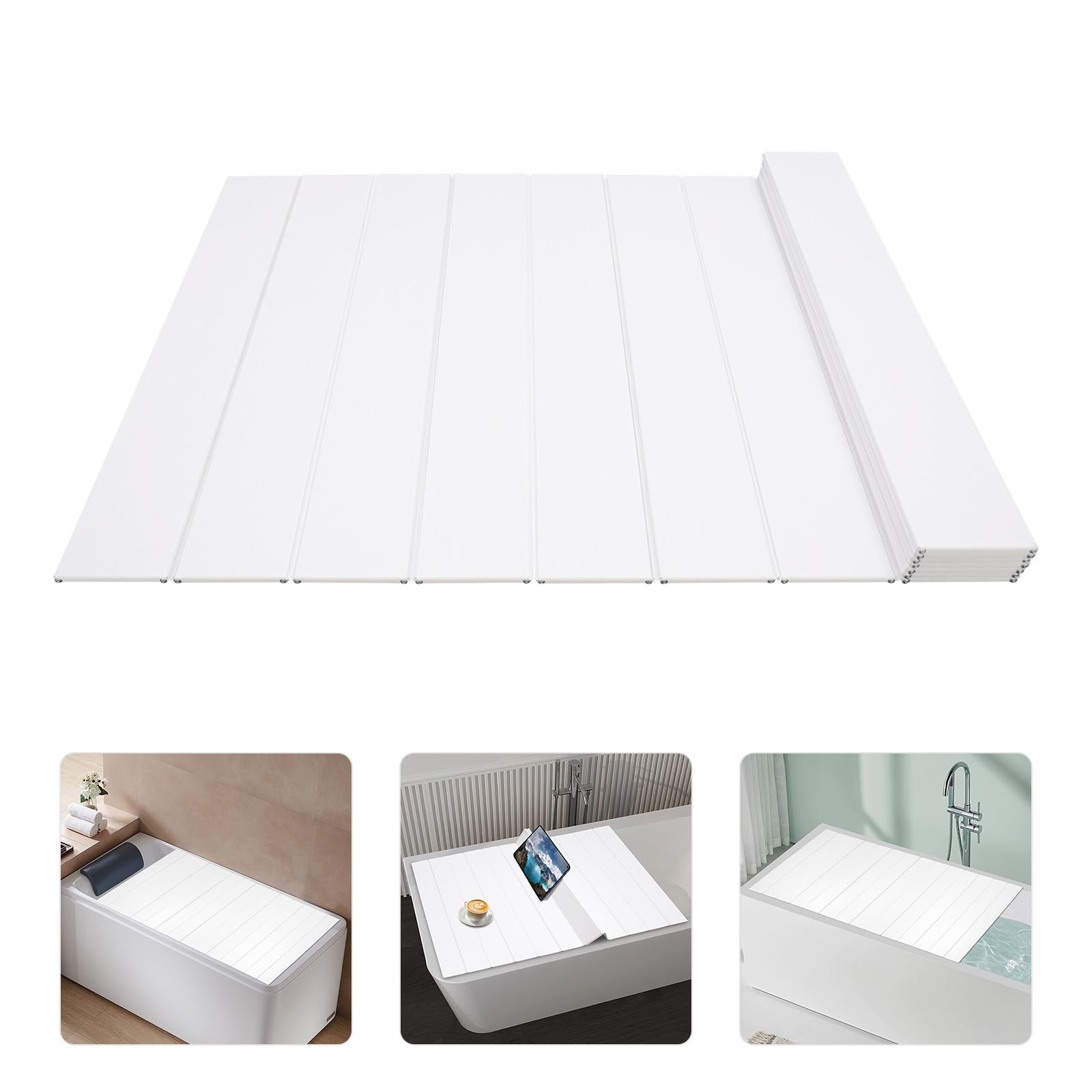 Copertura per vasca da bagno, 150 x 70 cm, pieghevole, in PVC, per la casa, il bagno, colore: bianco