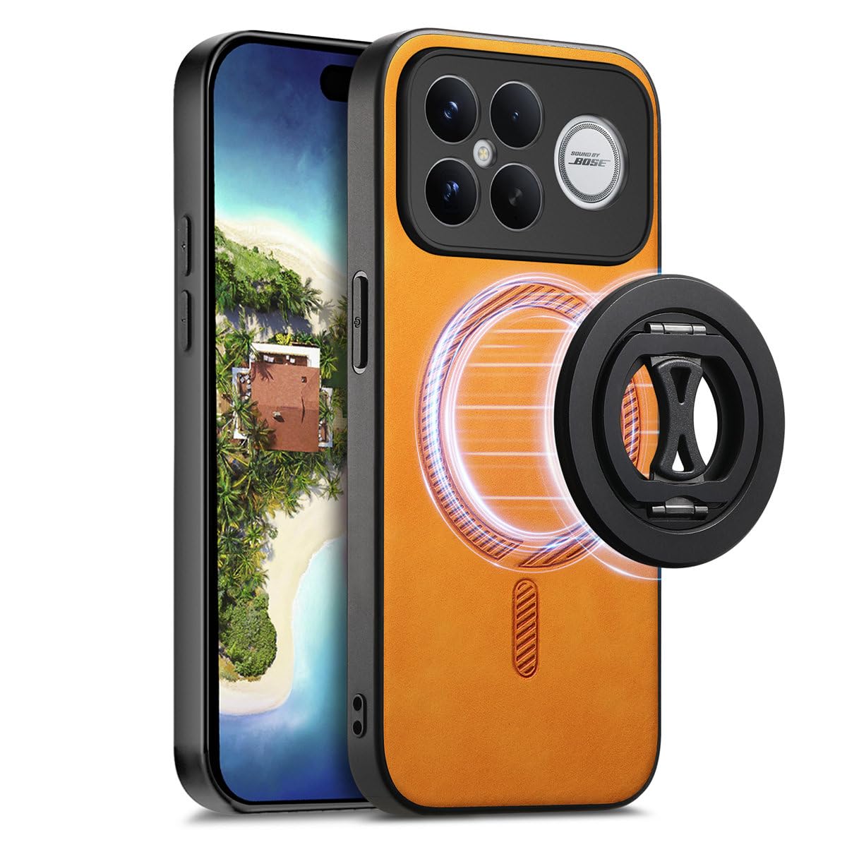 MOJIA Magnetic Case for Xiaomi Poco F8 Ultra - Ultra Thin & Anti-Fingerprint, Camera Protection Cover with Removable Magnetic Kickstand-Orange Xiaomi Poco F8 Ultra Orange