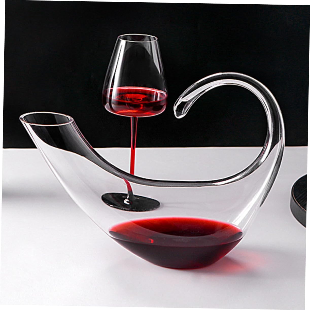 OUNONA Elegant Wine Decanter Inclined Mouth Luxurious Crystal Glass Creative Liquor Divider for Home Entertaining for Red Wine Lovers
