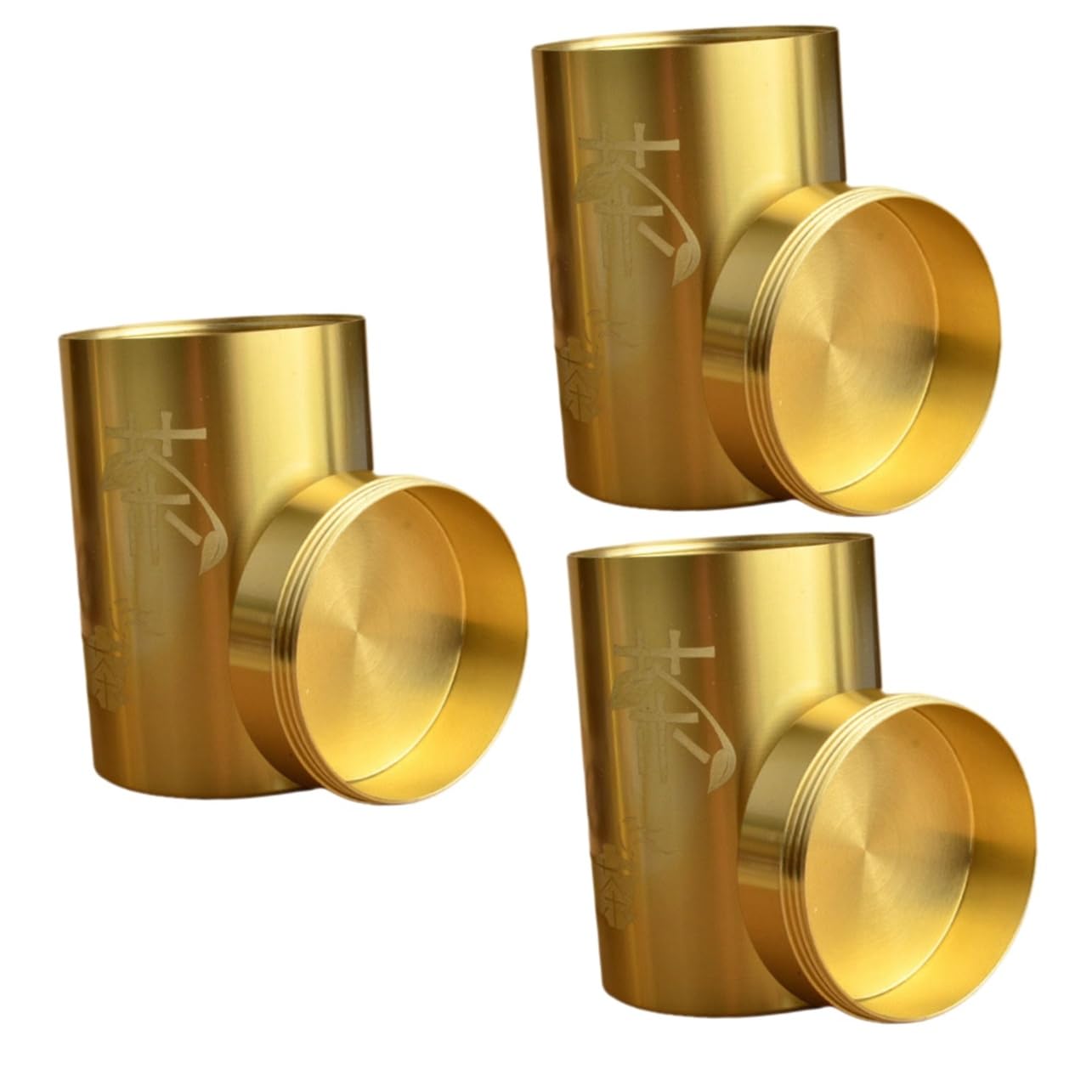 Alipis 3pcs Loose Tea Canister Airtight Seal Brass Tea Storage Box for Kitchen and Travel for Loose Leaf and Elegant Design
