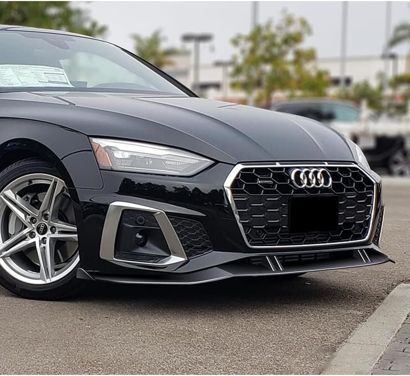 3PCS Front Bumper Lip Kit fit for Compatible with 2020-2022 Audi A5 S5, STP-Style Splitter Trim Protection Spoiler, Air-Dam-Chin-Diffuser (Painted Black)