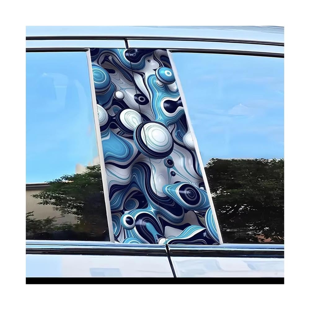 Bertdcx One Color Car Center Pillar Protection Stickers Fluid Vortex Pattern Scratch Resistant Film Auto Parts