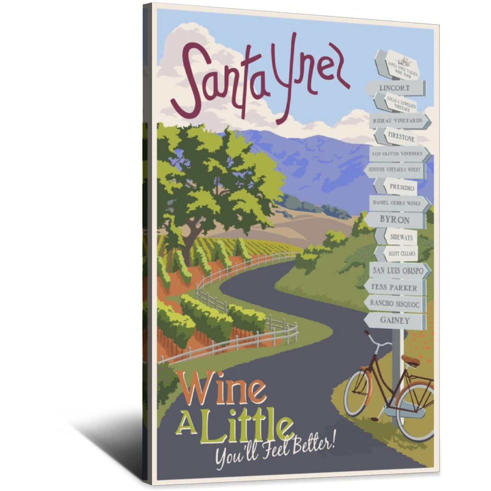 Cartel de viaje vintage de Santa Ynez California, cartel de viaje de la lona de la decoración de la pared del cartel de la impresión de la imagen de la pintura de carteles de regalo de 60 x 90 cm