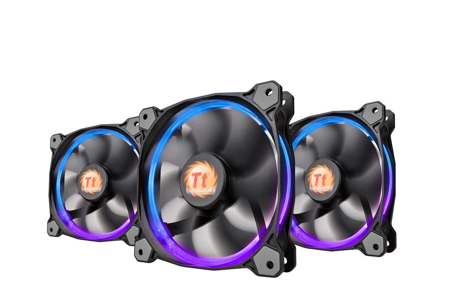 Thermaltake Riing 14 LED RGB - Pack de 3 Ventiladores, Color Negro