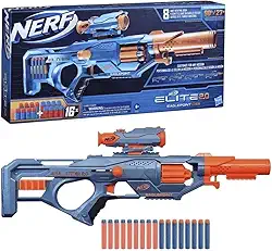 Nerf, Lançador de Dardos, Elite 2.0, Eagle Point RD-8 - Mira Removível, Tubo Frontal, Inclui 16 Dardos - A partir de 8 Anos