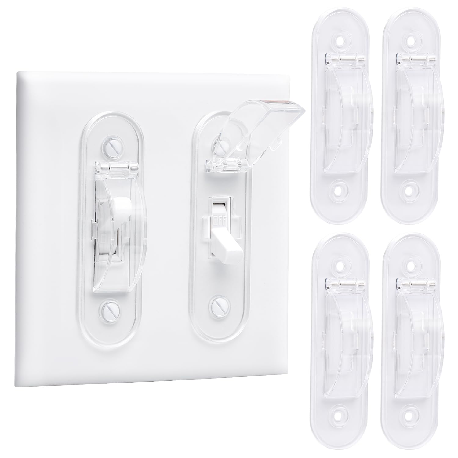 Wall Switch Guard, Childproof Light Switch Cover Guard | Toggle Style | Light Switch Protection | Lock Toggle Switch in On or Off Position | 4 Pack, Clear-image-3