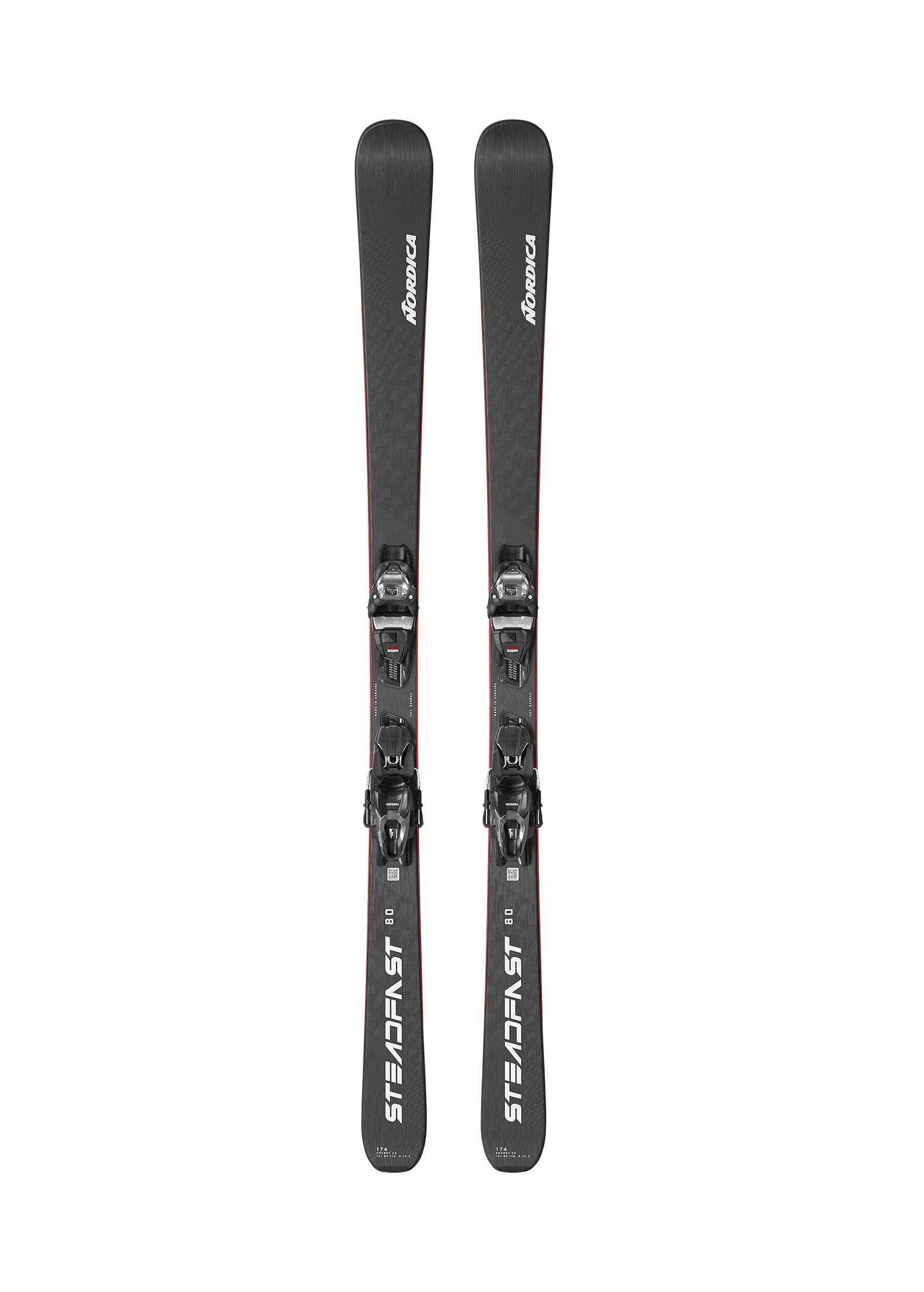 Nordica Unisex Adults Steadfast 80 CA Lightweight All-Mountain Skis with TP2 Compact 10 FDT Ski Bindings | Winter Sports, Black/Silver, 162
