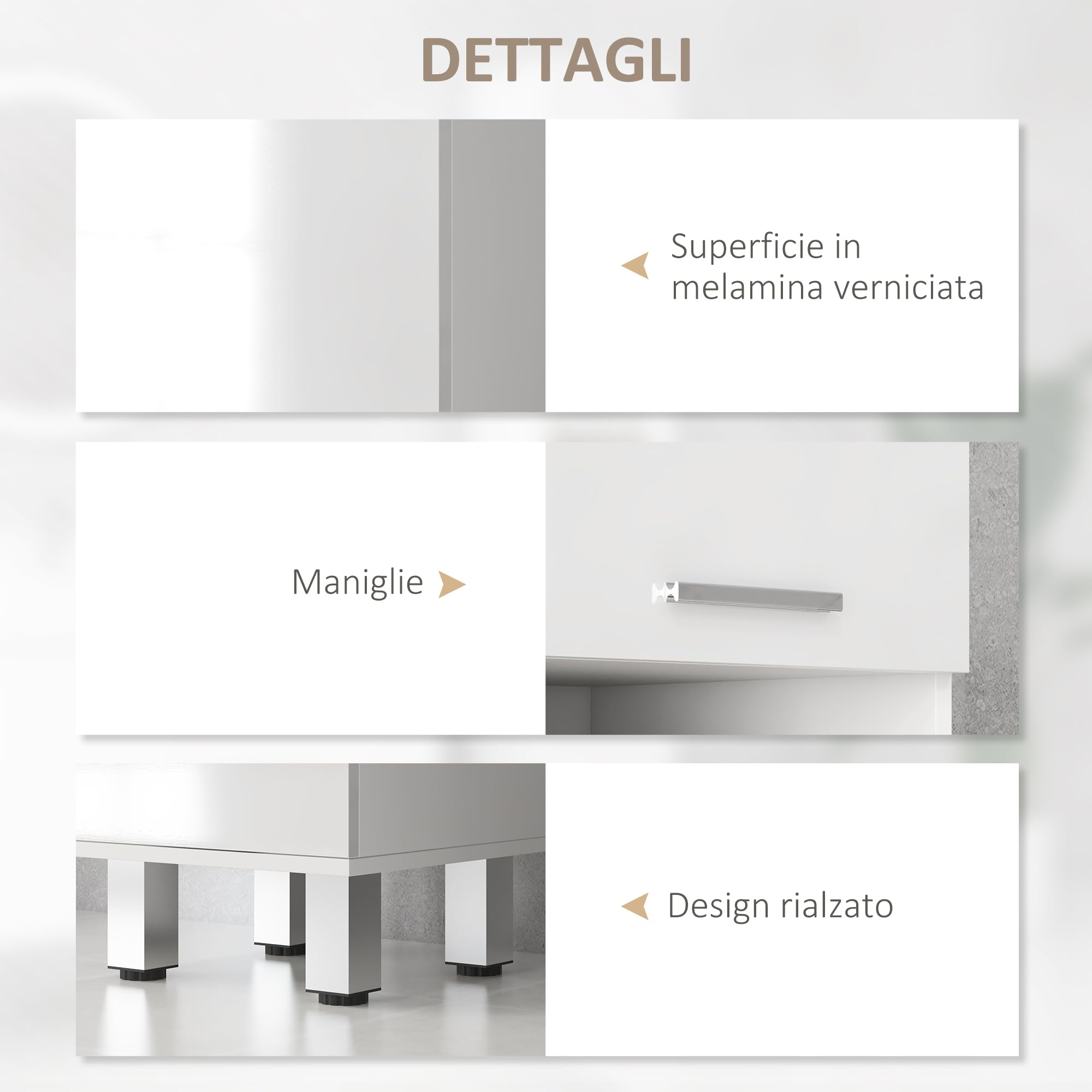 kleankin Mobiletto Bagno Salvaspazio a Colonna, Mobile Bagno con Cassetto, 2 Ripiani Aperti, 2 Armadietti, Ripiani Regolabili, per Sala da Pranzo Salotto Soggiorno Cucina, 30x30x180cm, Bianco Lucido