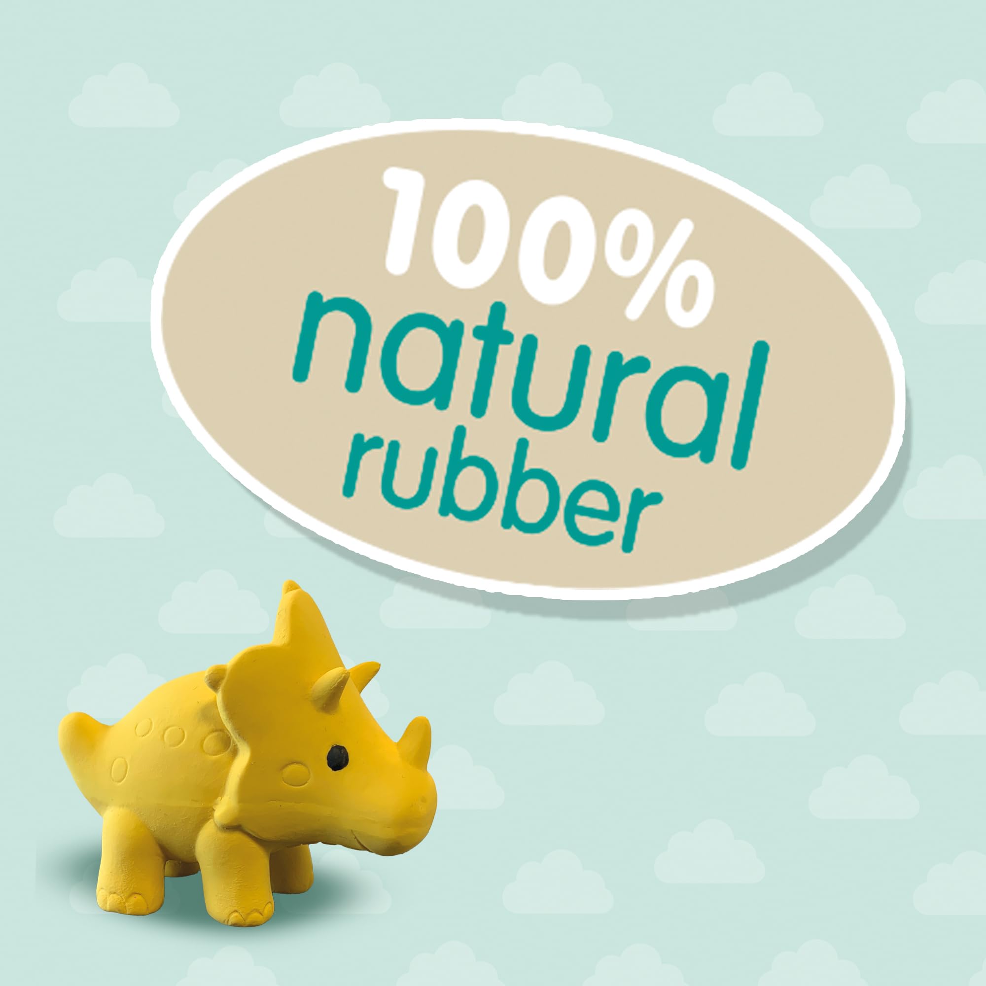 SES Creative 13212 Bath Triceratops - 100% natural rubber, Yellow, Small - Image 3