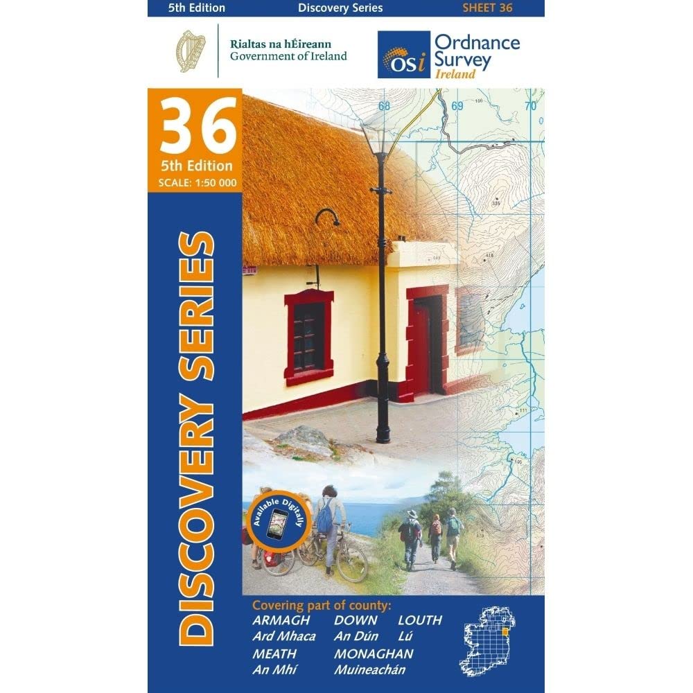 County Louth, Armagh, Down, Meath and Monaghan Map | Ordnance Survey Ireland | OSI Discovery Series 36 | Ireland | Walks | Hiking | Maps | Adventure