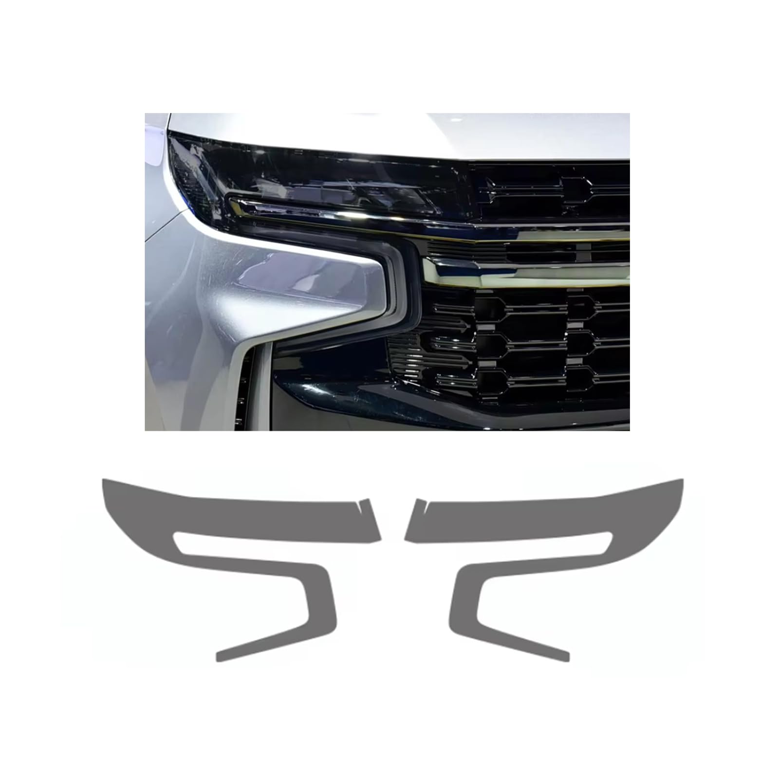 Headlight Film for Chevrolet Tahoe 2021-2026, 1Set Transparent/Smoke Black Car Headlight TPU Protective Film