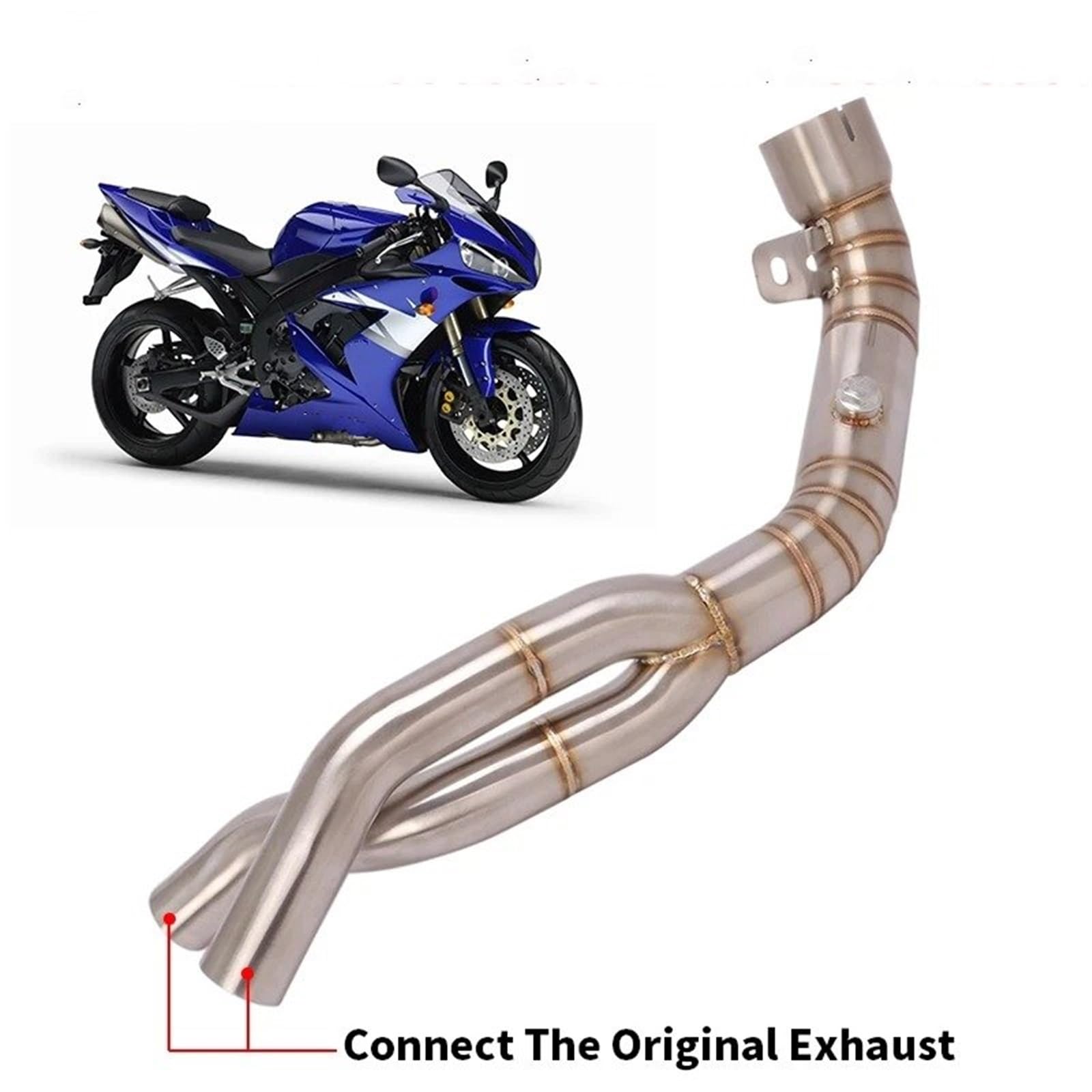 Slip Per YZF Per R1 2007 2008 Moto Di Scarico Fuga Moto Modificare Tubo Centrale Centrale di Collegamento Tubo Collegare Silenziatore Originale Tubo di scarico moto