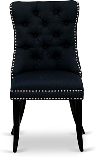 Miniatura 5 de East West Furniture DUDA7-BLK-24 - Juego de comedor de 7 piezas, incluye una mesa de comedor rectangular y 6 sillas Parson tapizadas de tela de