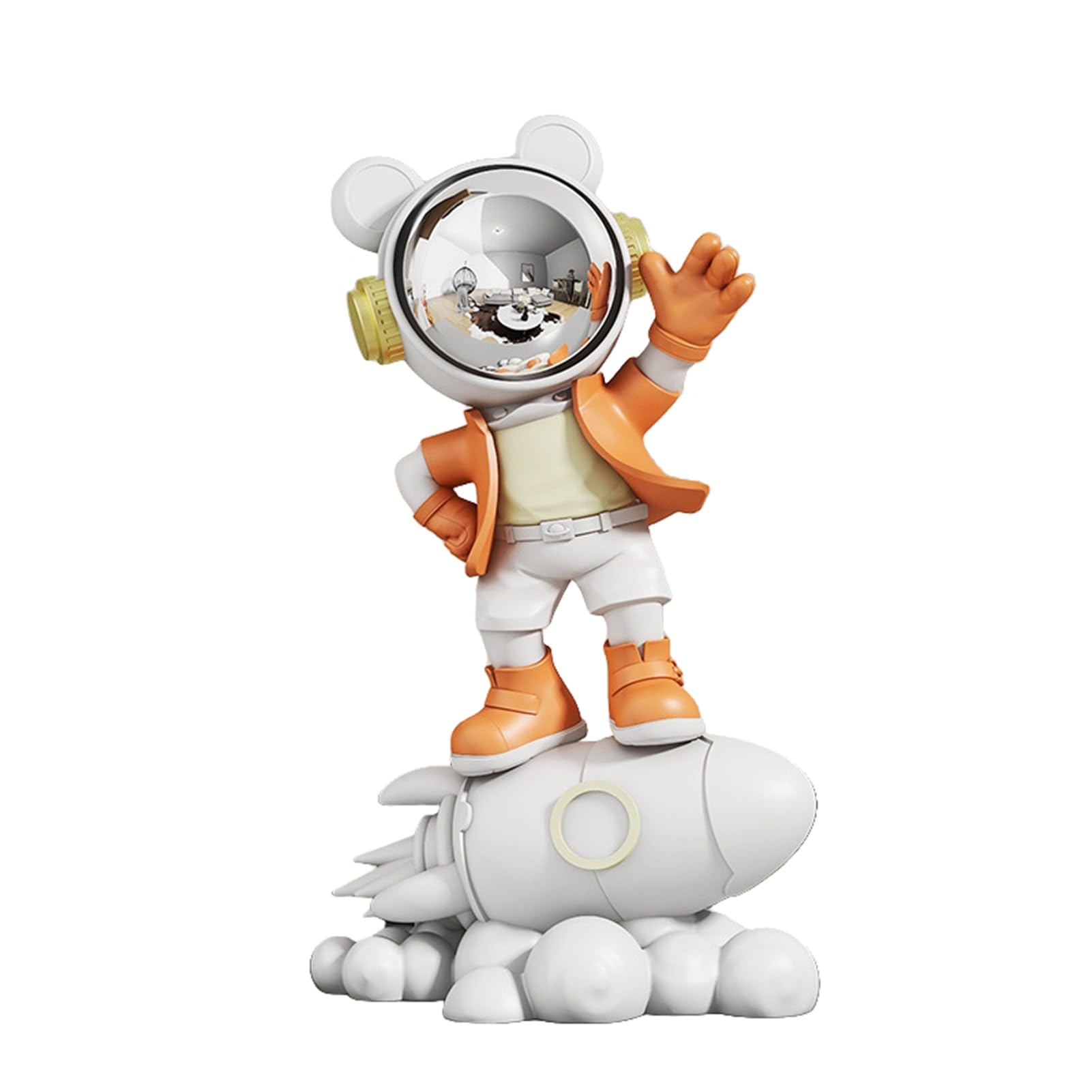 Zyqixluk Estatua de decoración de Astronauta Cohete, Escultura de Astronauta de Resina, estatuilla de Astronauta decoración Moderna del hogar, Regalos para Amantes del Espacio,Naranja