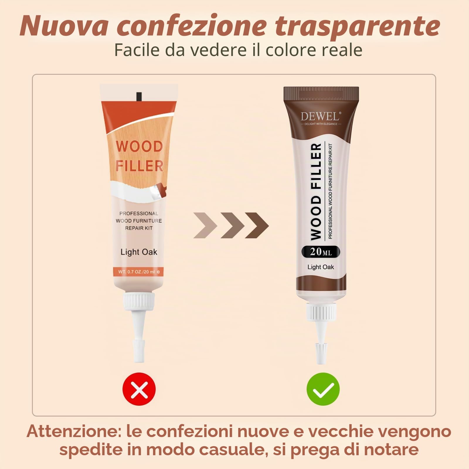 DEWEL Kit Riparazione Parquet, 6 Colori di Stucco Per Parquet, 100g di Stucco per Legno Bianco, Set di Riparazione in Laminato per Riparare Graffi e Fori nei Mobili in Legno (16 Pezzi)