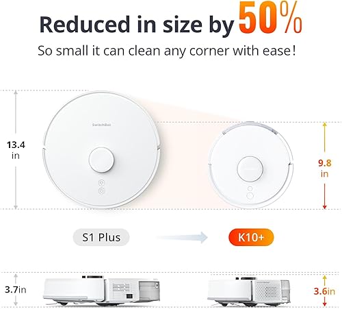 Miniatura 3 de SwitchBot Mini robot aspirador K10+, base de autovaciado para 70 días de limpieza, navegación LiDAR, robot aspirador y trapeador combinado con