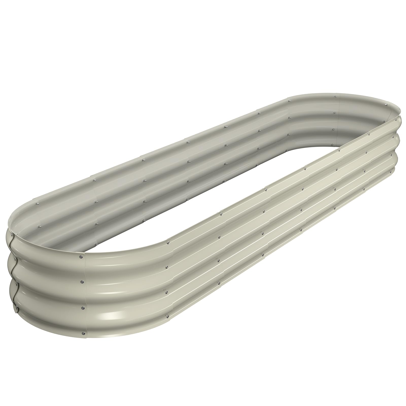 Raised Garden Bed Kit, 8x2x1 ft Galvanized Planter Box Outdoor, Oval Large Metal Raised Beds for Gardening Vegetables Flower Herb (Pearl White)