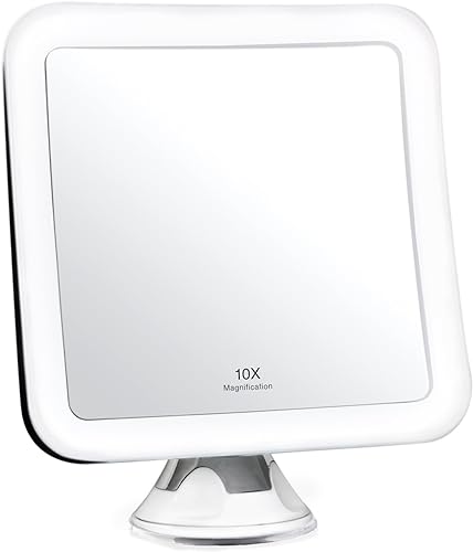 Espejo de aumento Fancii 10x para maquillaje con luz LED espejo cosmético de viaje compacto inalámbrico succión de bloqueo 65 pulgadas rotación 360