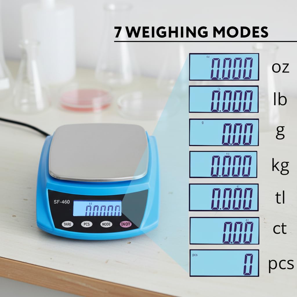 Eosphorus Bilancia Elettronica di Alta Precisione 600g/0,01g per Laboratorio, Gioielleria e Cucina, Bilancia Digitale Portatile, Alimentazione USB e Adattatore AC Incluso