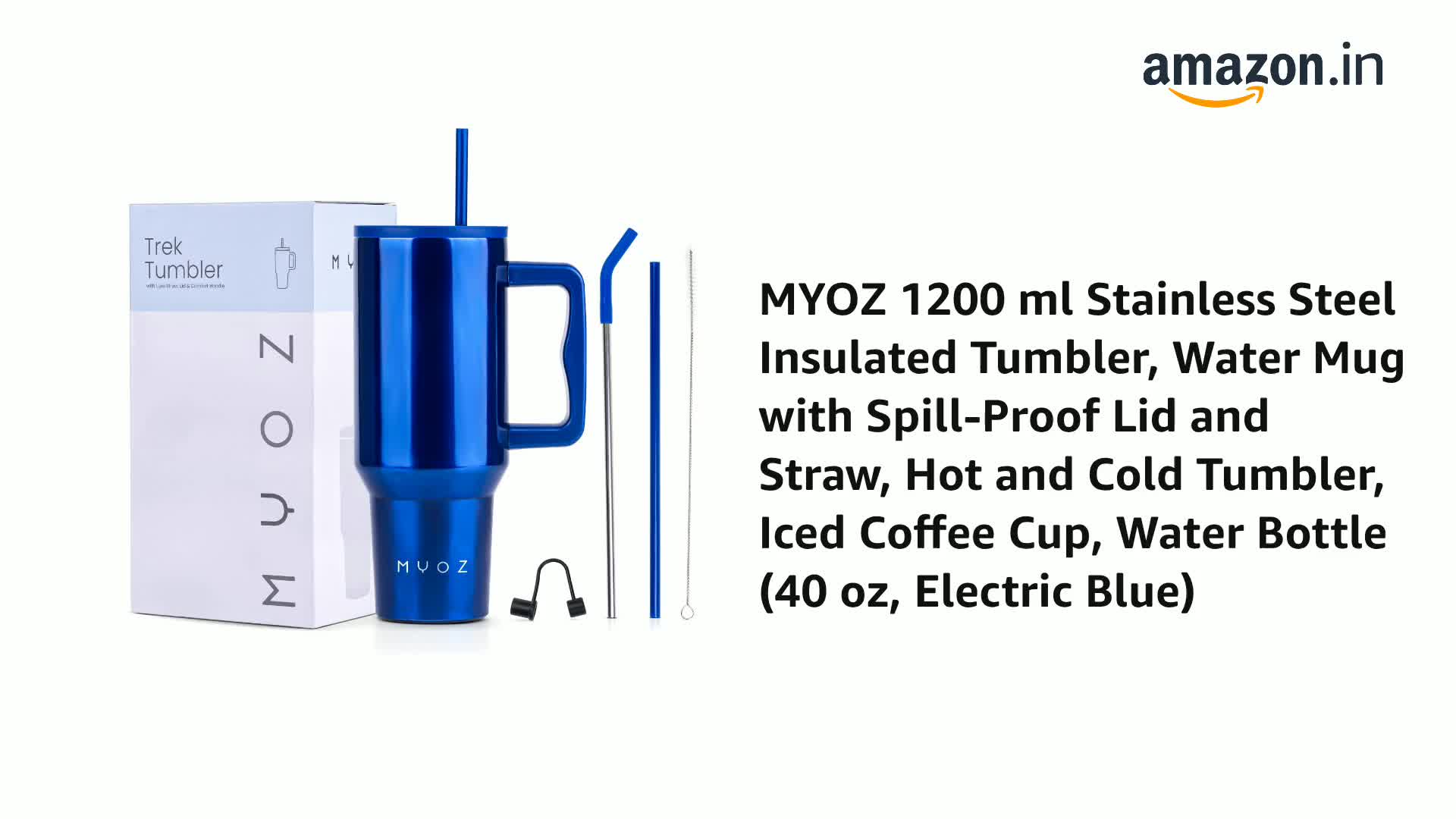 MYOZ 1200ML Stainless Steel Insulated Tumbler Water Mug with Lid