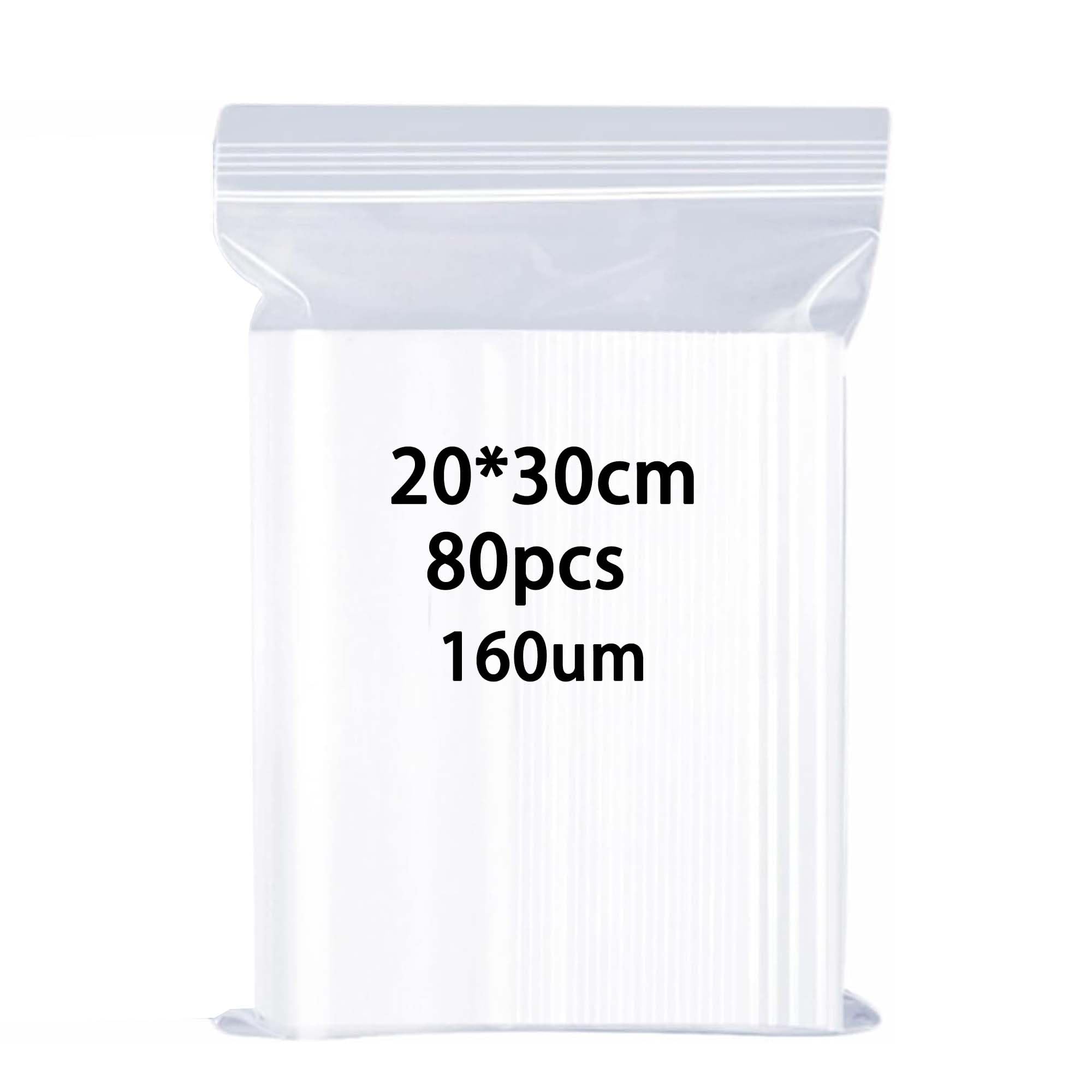 Huruirui Clear 20X30cm Grip Seal Bags Resealable Plastic Bags 80Pcs 160Μm Thickening Sealed Storage Pouches Multiple Size Suitable For Kitchen Biscuits Nuts Jewelry Packaging Sealable Little Bag