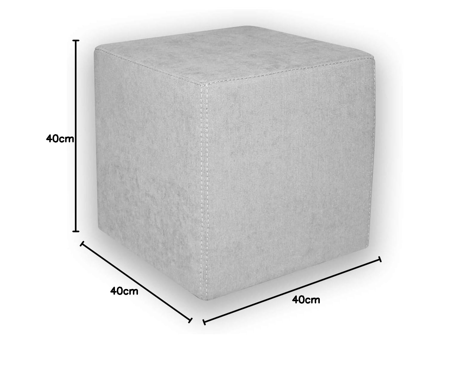 Betten-ABC KUBI Sitzhocker Sitzwürfel Bodenkissen Fußhocker 40x40x40 cm fünf Farben Wohnzimmer, Kinderzimmer, Gästezimmer oder Flur (Farbe: Hellgrau)
