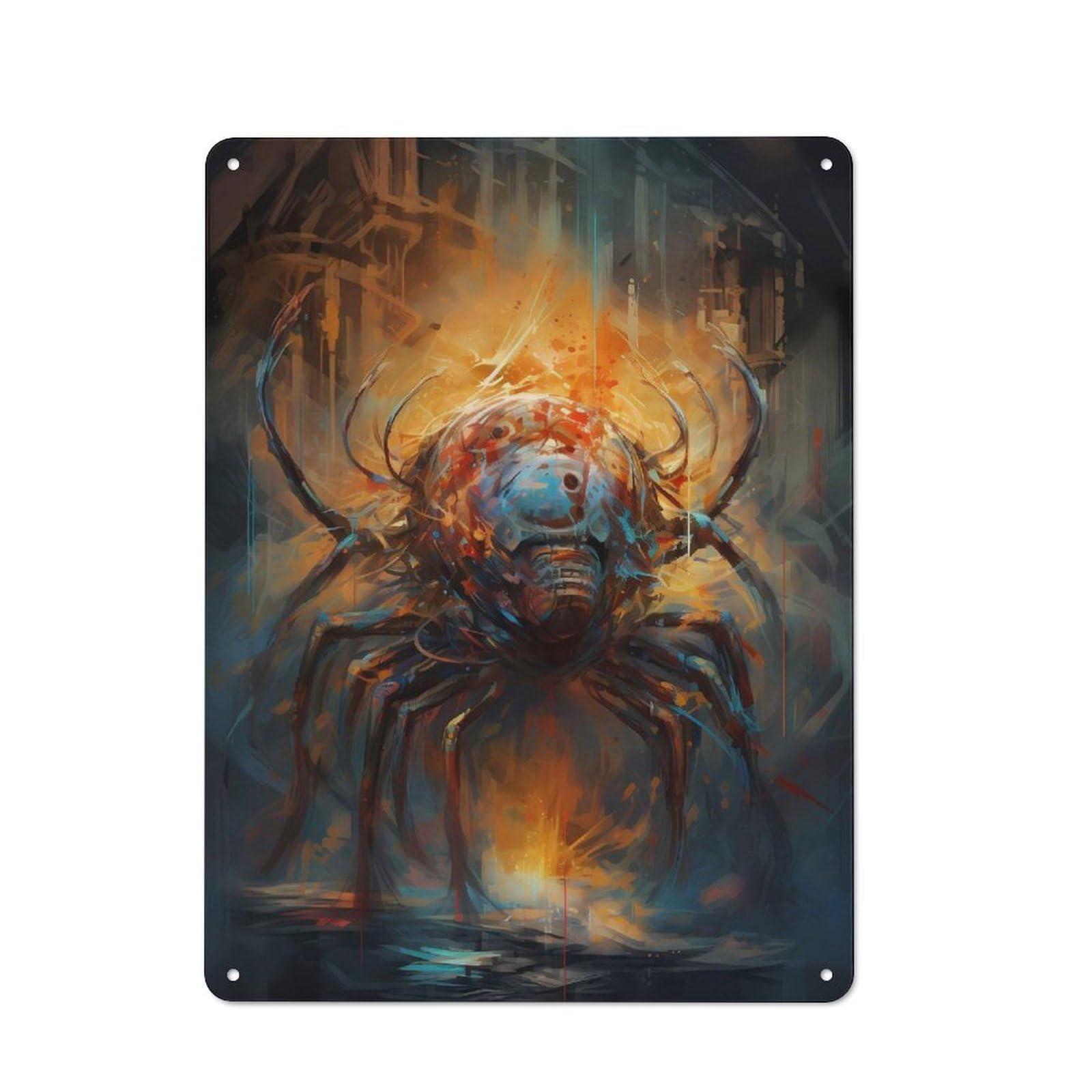 Spide Fictitious Retro-style Tin Sign 40x30cm for Guest Room Or Hallway, for An Autumn Update to Guest Room And Hallway
