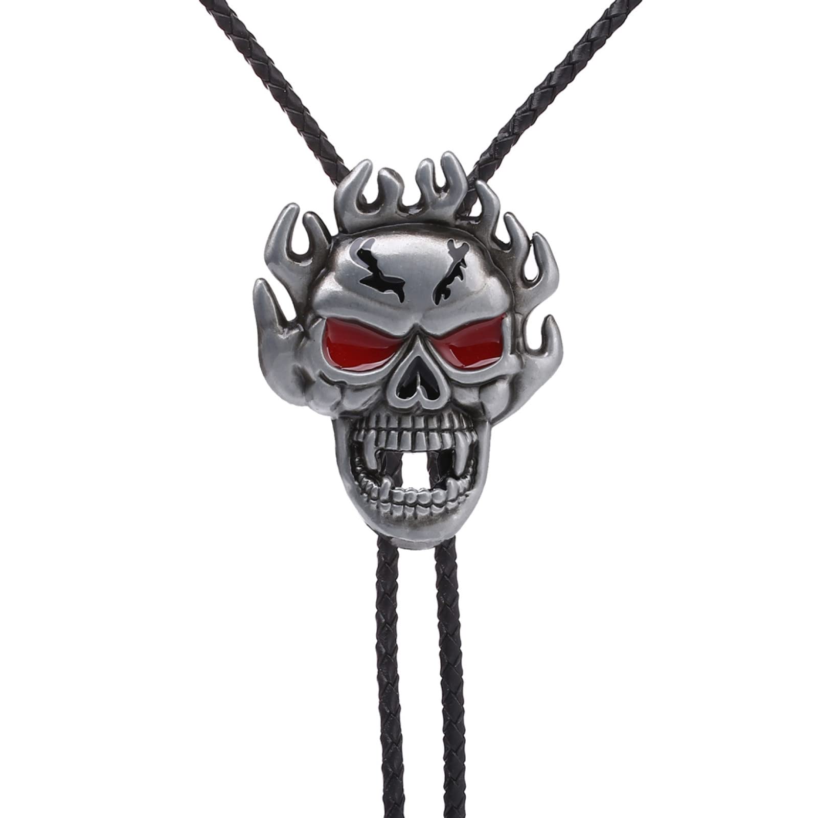 Bolo-Krawatte Für Herren – Flammen-Geist-Kopf-Krawatten-Anhänger Reiter-Hemd-Accessoires, American Western Cowboy Schmuck Halloween-Kostüm-Accessoires