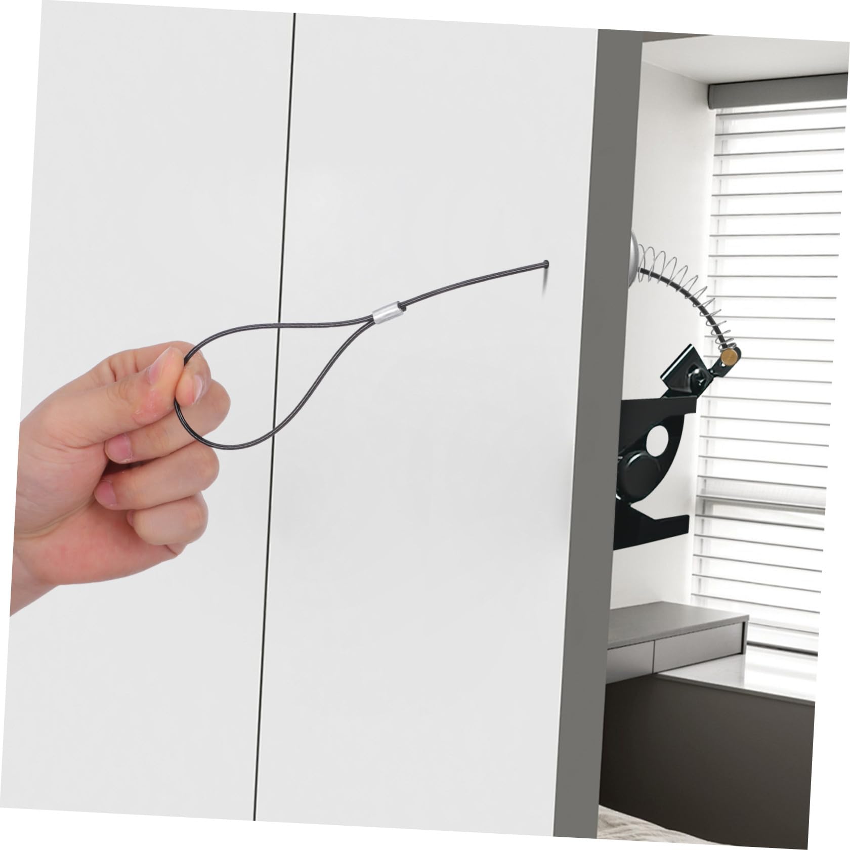 Homoyoyo 2 Juegos de Pestillo para Puerta de Acero Inoxidable Cable de Tracción, Diseño Resorte para Puertas de Vinilo y Madera, Adecuado para Apertura y Cierre Seguro
