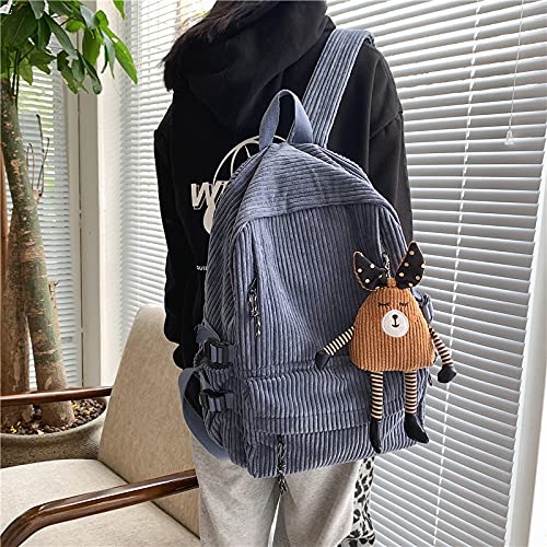 Femmes Sac à dos Pure Couleur Stripe Scolaire Sac à dos Adolescente Sac à dos Femelle Jolie Bagkpack (Color : Blue)