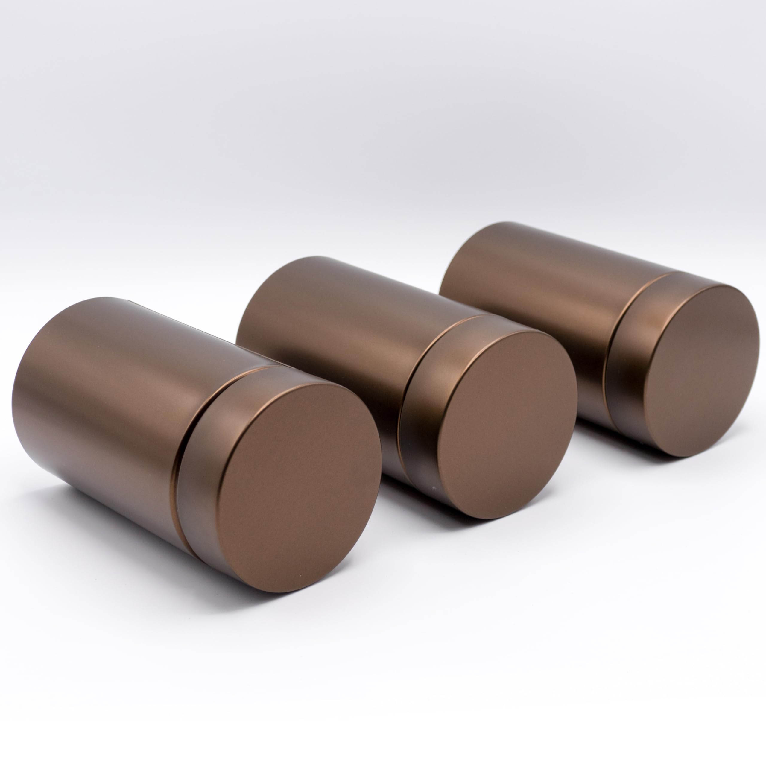 3 x okrągła puszka na herbatę / puszka na zapasy, metaliczna kawowo-brązowa, odporna na zapachy z metalu, każda po 200 g Earl Grey | 14,5 x 8,3 (wys. ,Ø) | idealnie nadaje się również