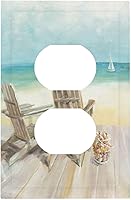 Vista 12 de Interruptor de Luz Cove Silla de Playa Paisaje Marino Océano Azul Placa de Pared de 3 Posiciones Placa de Interruptor de Luz Triple Palanca Costera