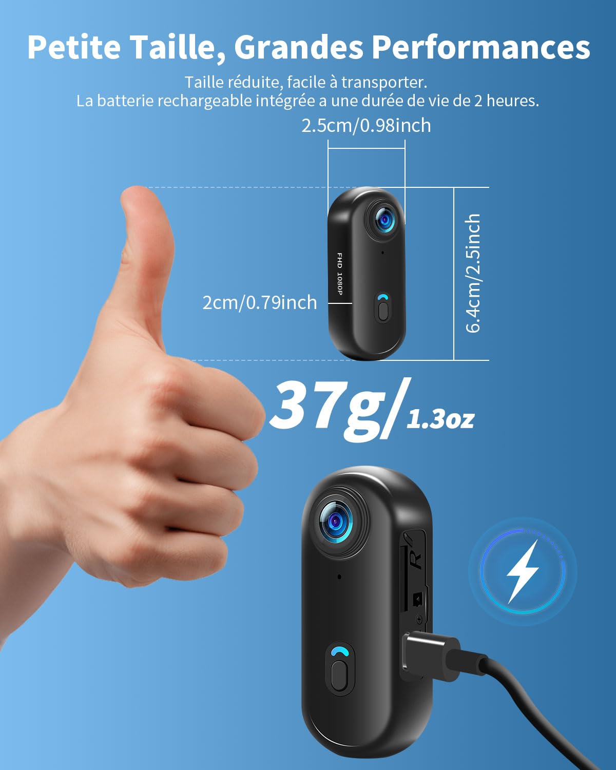 UYIKOO Caméra Sport WiFi, 64GB Mini Caméra d'action 1080P HD, 120° Caméra Vlog Camera Sportive IP68 Étanche à 30M Caméscope Vidéo Vélo, Camera Casque pour Vélo, Ski, Plongée, Animaux