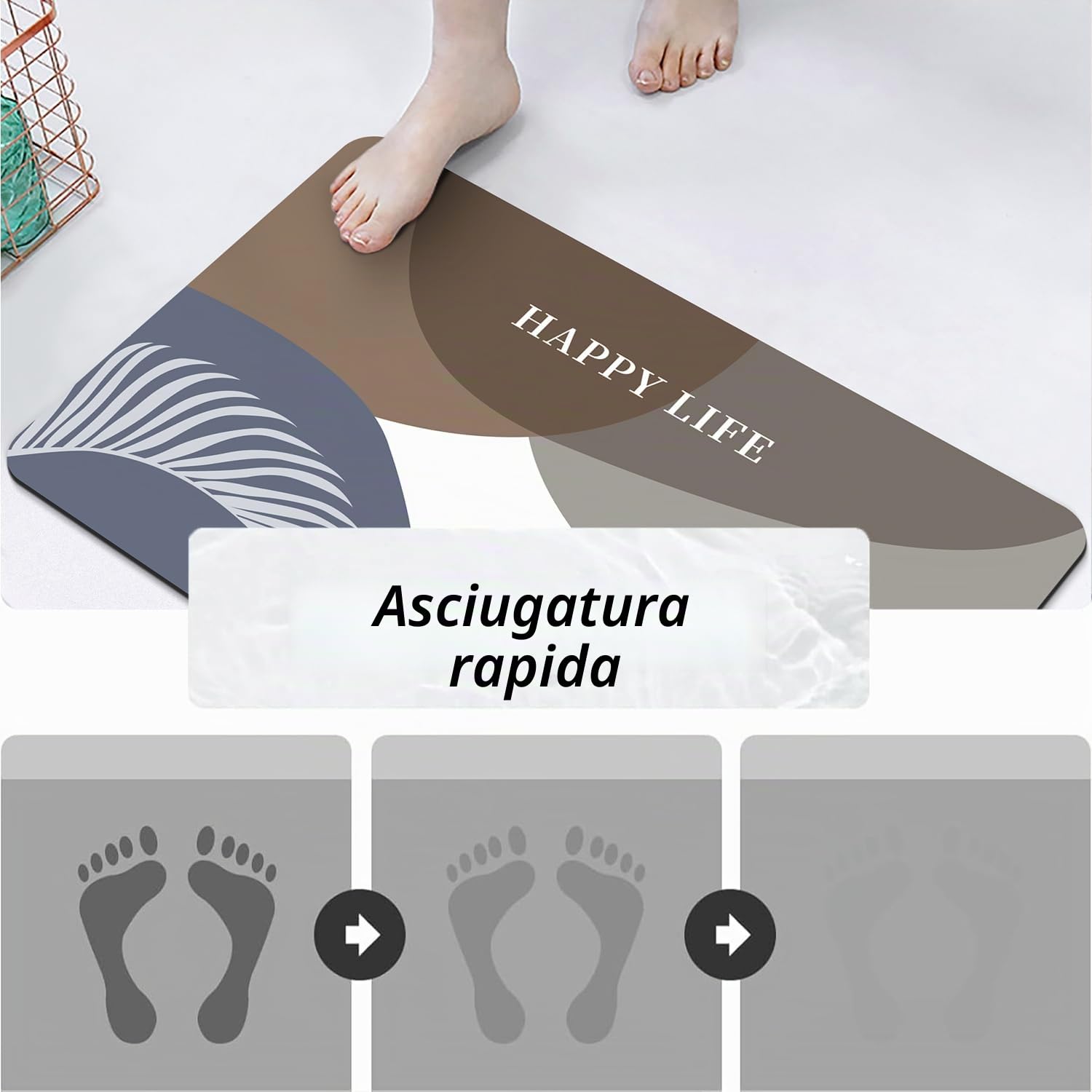 Tappetino Super Assorbente,Tappeto Bagno Diatomite,Microfibra Tappeto Assorbente,Tappeto Bagno Antiscivolo Tappetino Doccia Asciugatura Rapida, per Casa,Camera da Letto,Cucina, (50_x_150_cm, CF35)